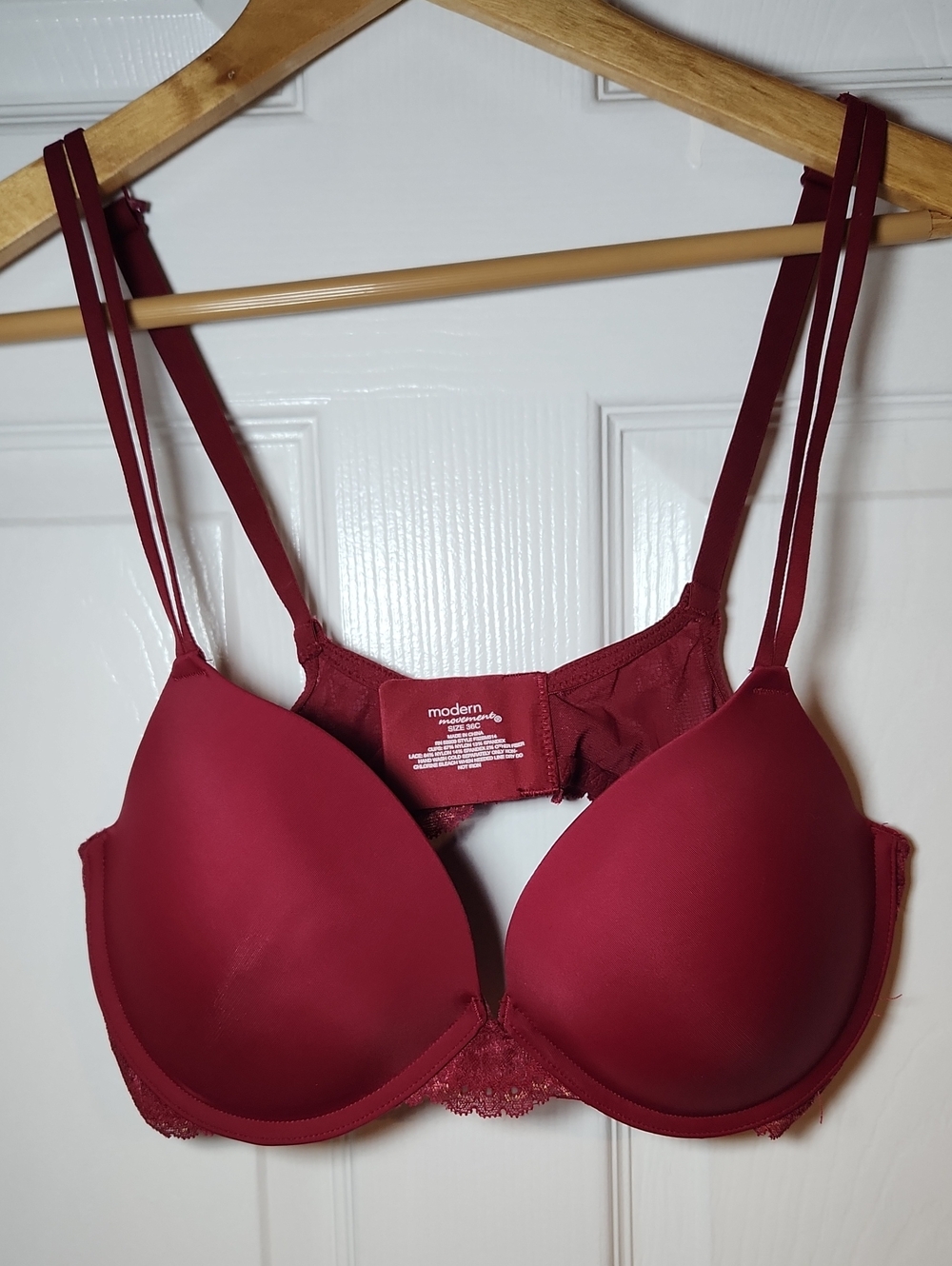 Maroon Lace-Trim Bra